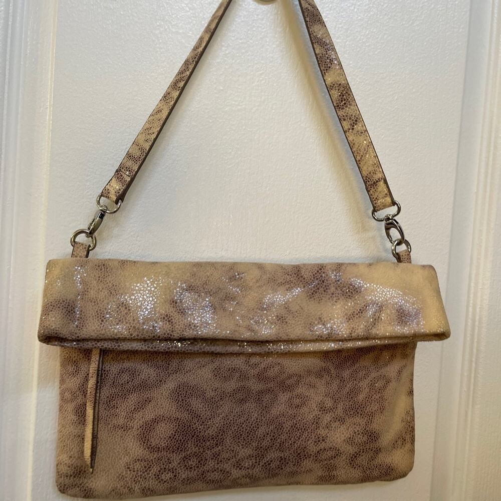 Kate Landry leather shoulder bag/clutch cheetah